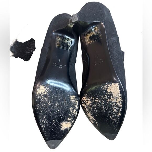 Aquatalia Black Suede Faux Fur Kitten Heel Booties - Picture 10 of 12